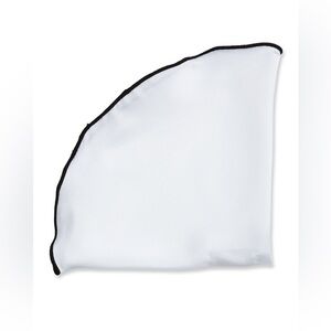 EDWARD ARMAH MENS ROUND LINEN POCKET CIRCLE WHITE WITH BLACK TRIM NWOT